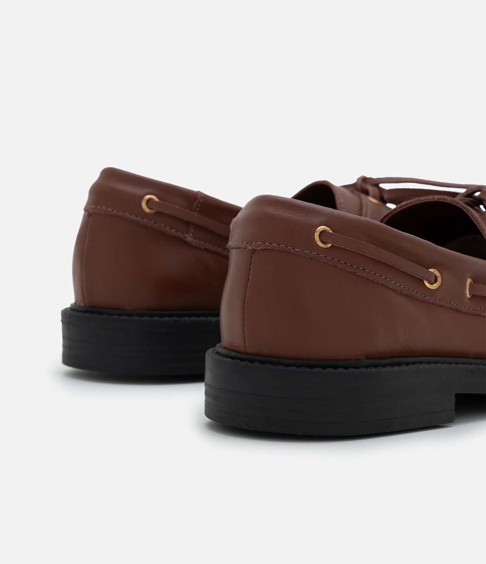 Mocassim em Couro com Sola Flat Marrom 4