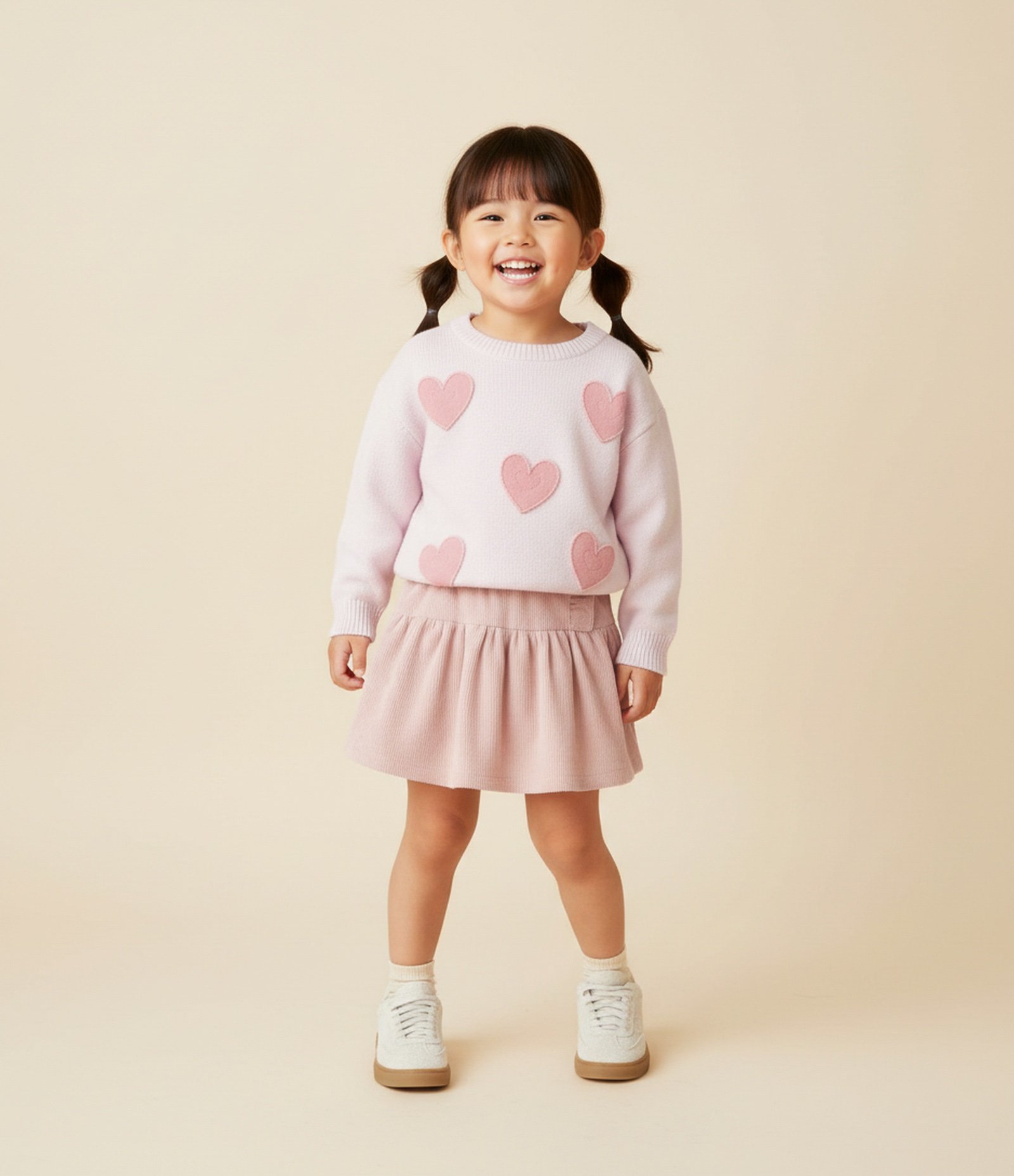 Saia Infantil Evasê em Veludo Cotelê  – Tam 1 a 6 Anos Rosa Claro 1