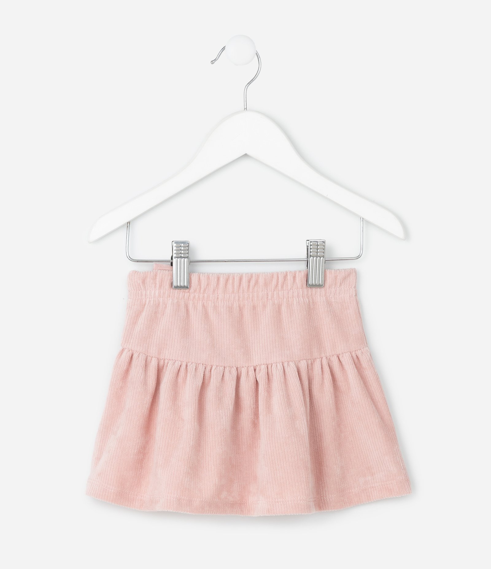 Saia Infantil Evasê em Veludo Cotelê  – Tam 1 a 6 Anos Rosa Claro 3