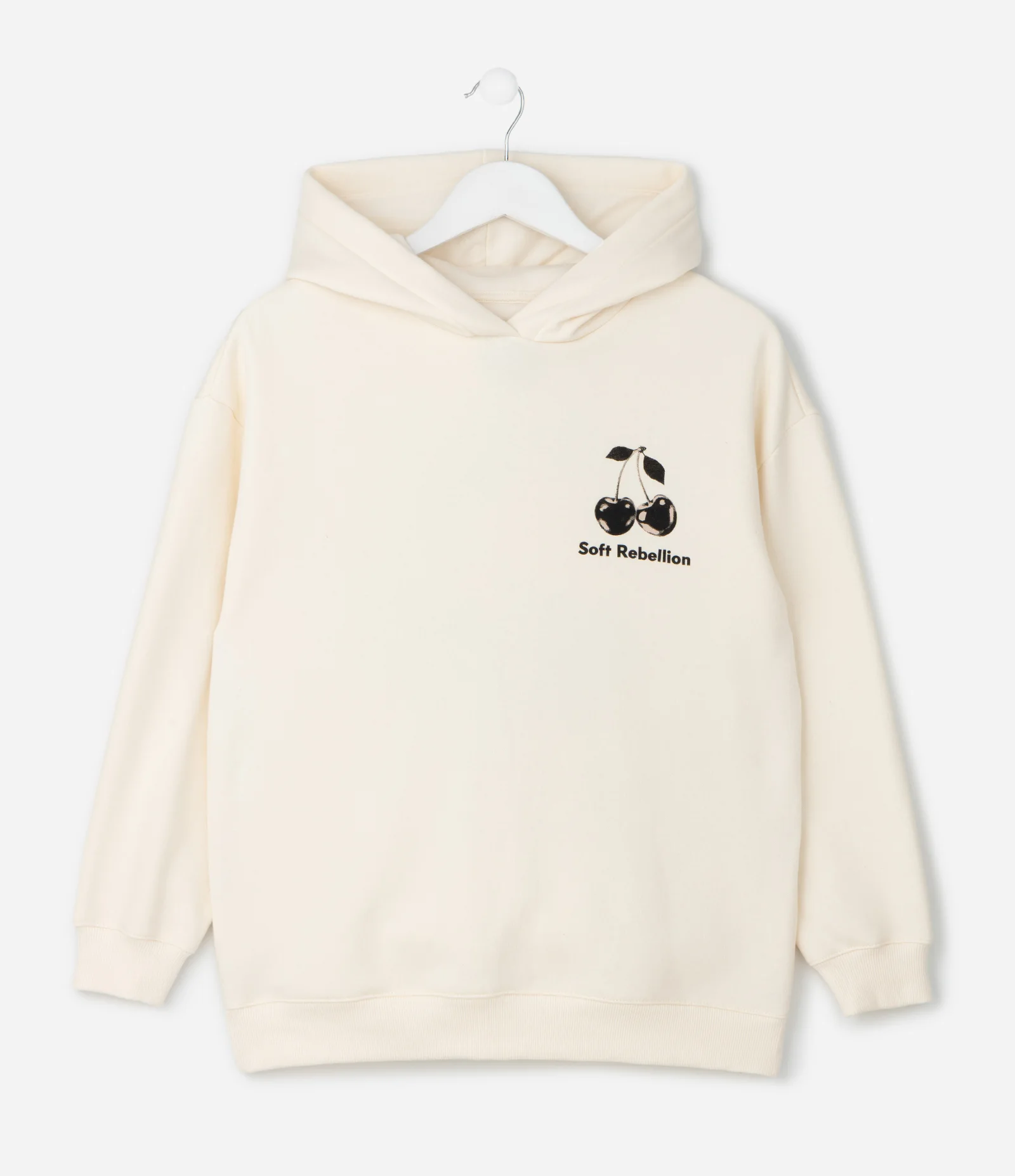 Casaco Infantil Oversized com Estampa de Cereja – Tam 7 a 16 Anos Bege Claro 1