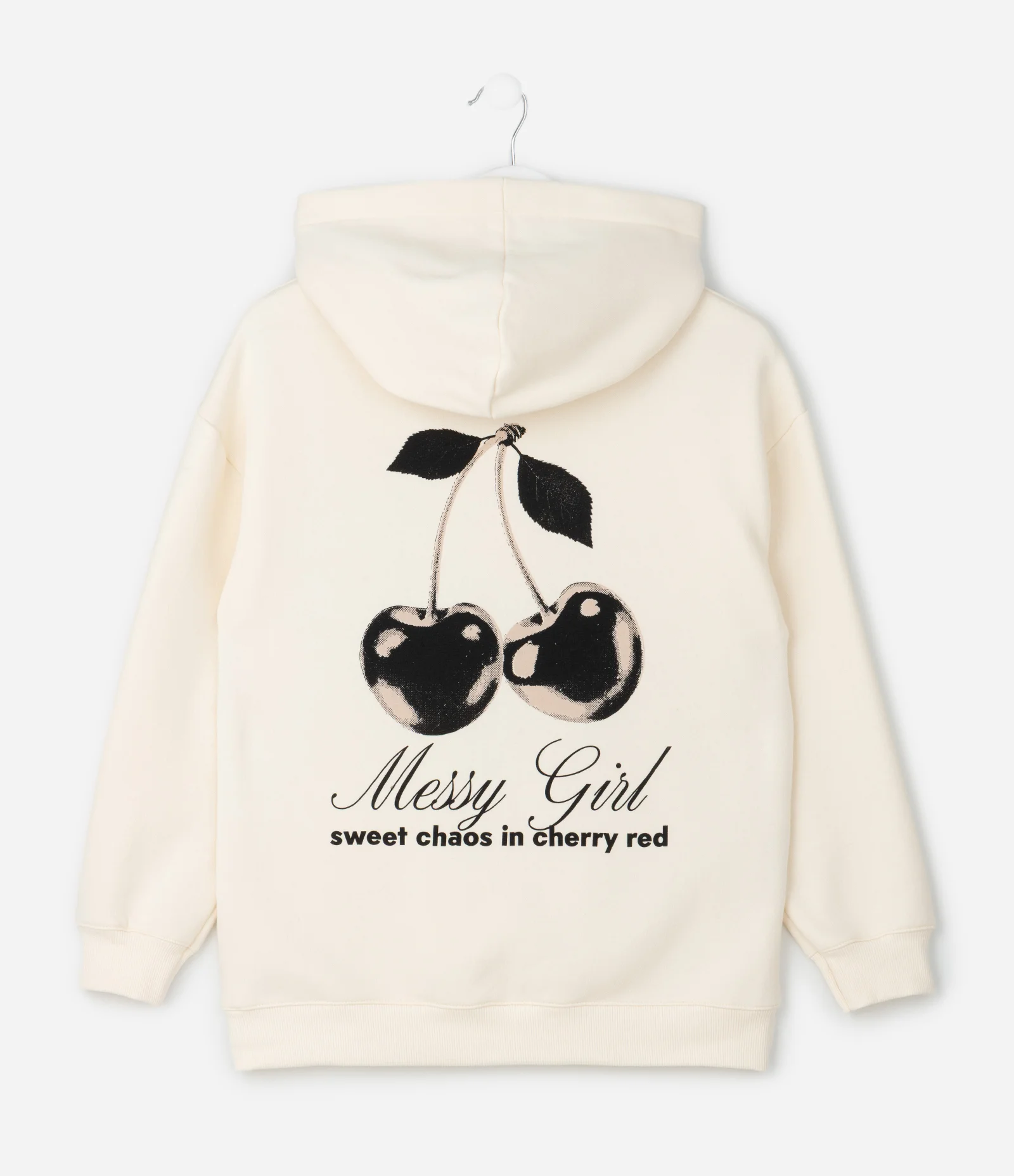 Casaco Infantil Oversized com Estampa de Cereja – Tam 7 a 16 Anos Bege Claro 2