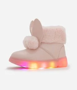 Bota Infantil com Orelhas de Coelho e Sola com LED – Tam 20 a 27