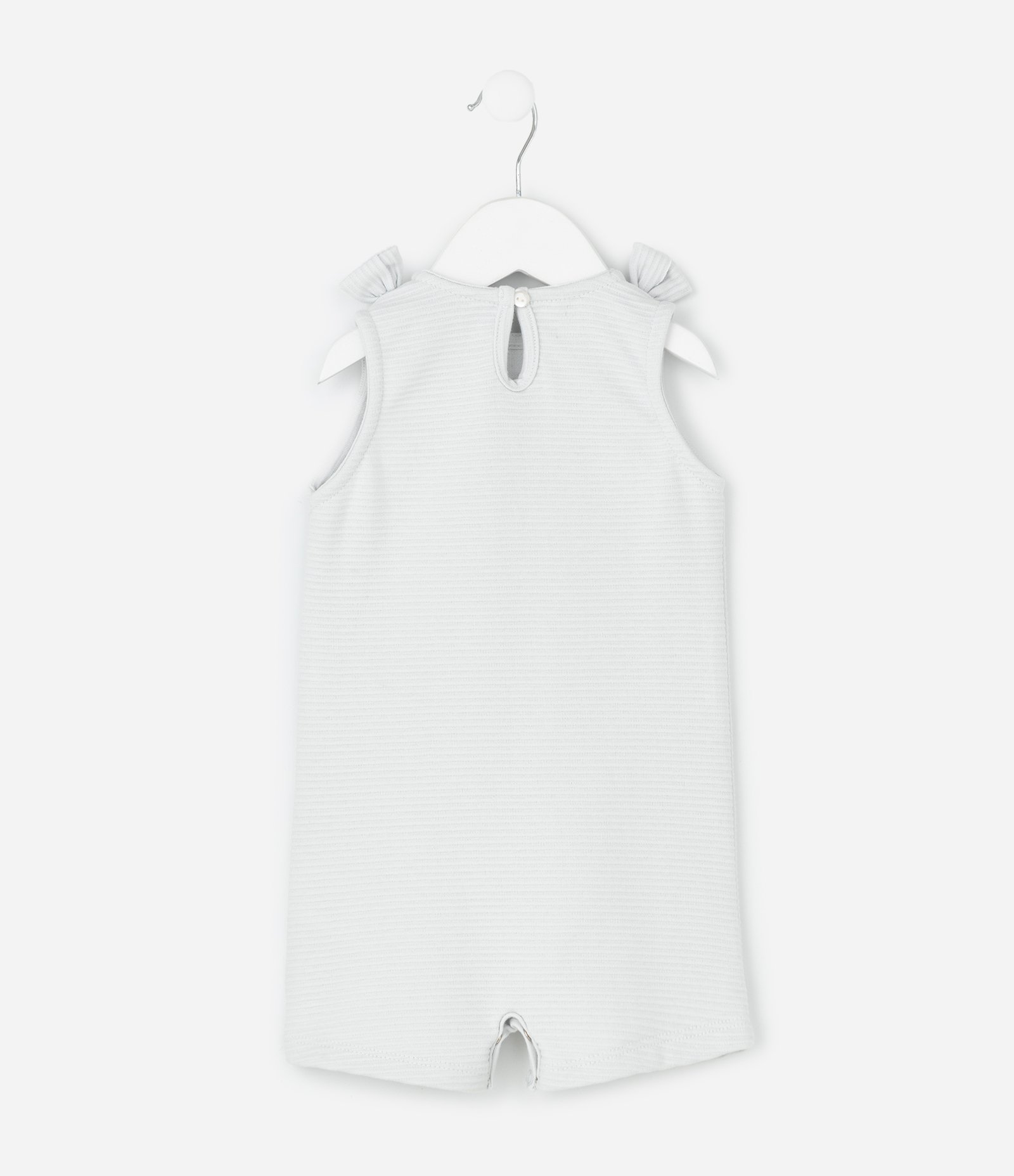 Jardineira Infantil com Babado e Laços – Tam 0 a 18 Meses Cinza Claro 2