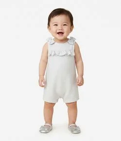 Jardineira Infantil com Babado e Laços – Tam 0 a 18 Meses