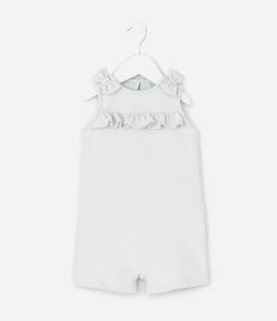 Jardineira Infantil com Babado e Laços – Tam 0 a 18 Meses