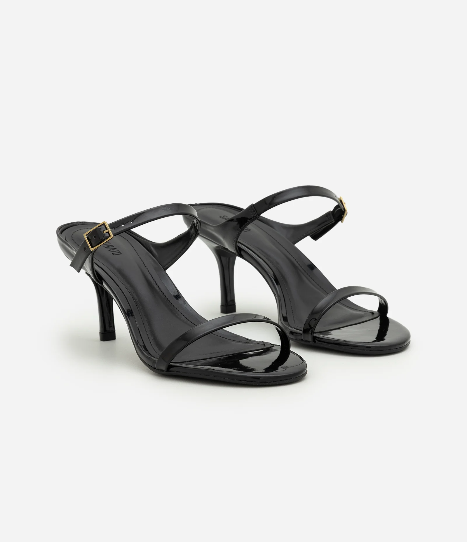 Sandália Mule em PU com Tiras e Salto Médio Preto 2