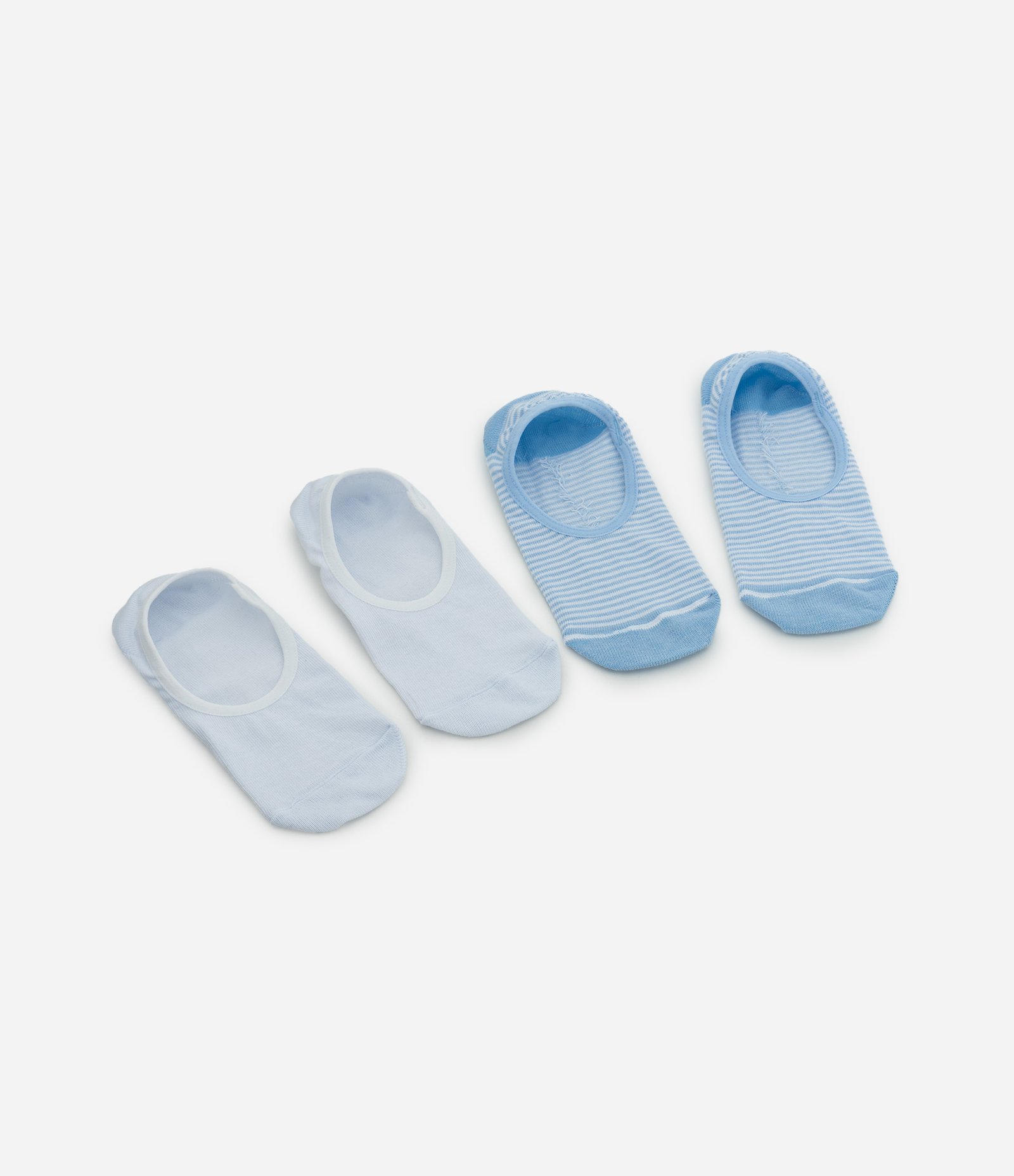 Kit 02 Meias Invisíveis em Algodão com Estampa Listras Branco/Azul 4
