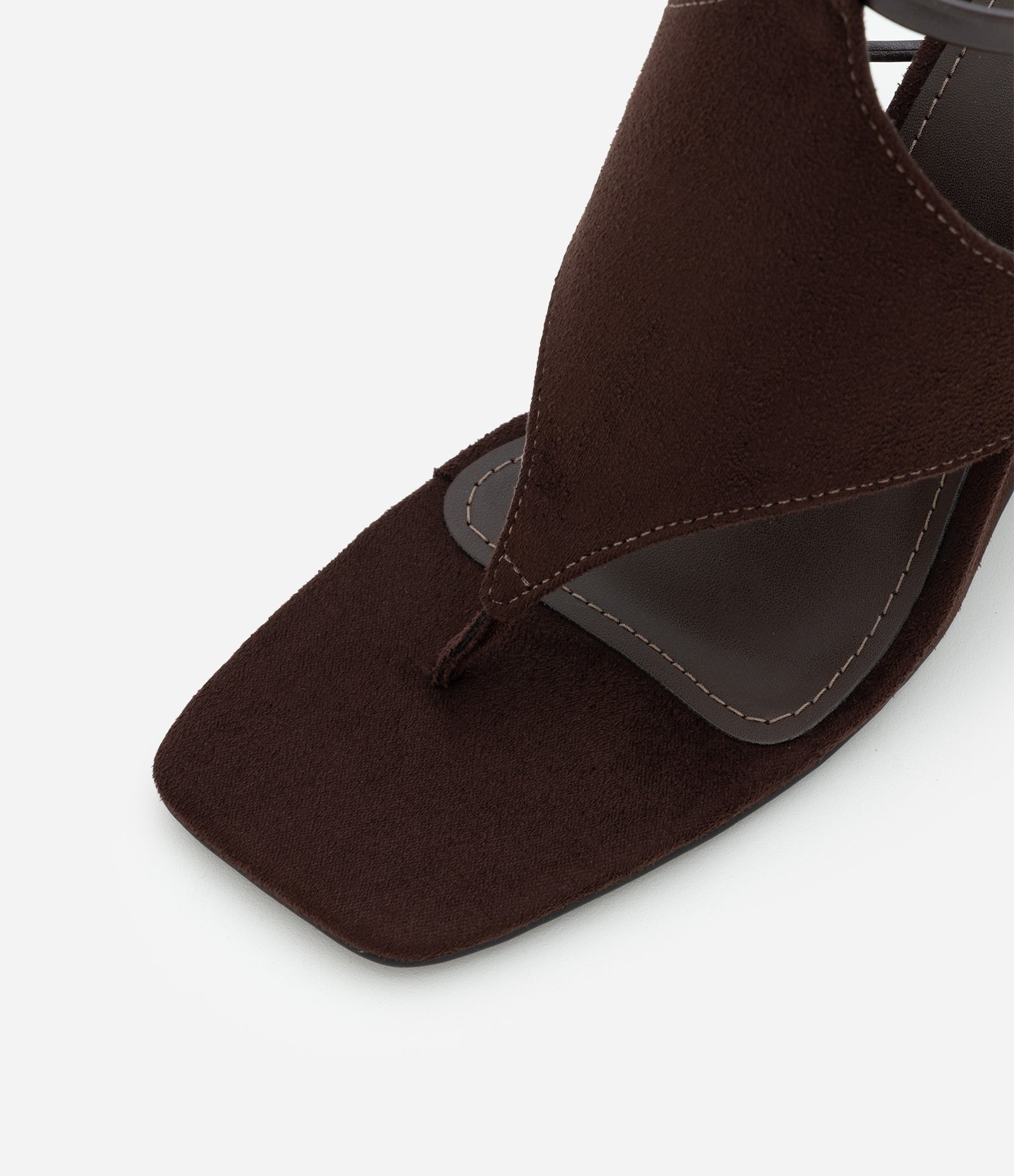 Sandália Anabela em Suede com Detalhes em PU Marrom 5
