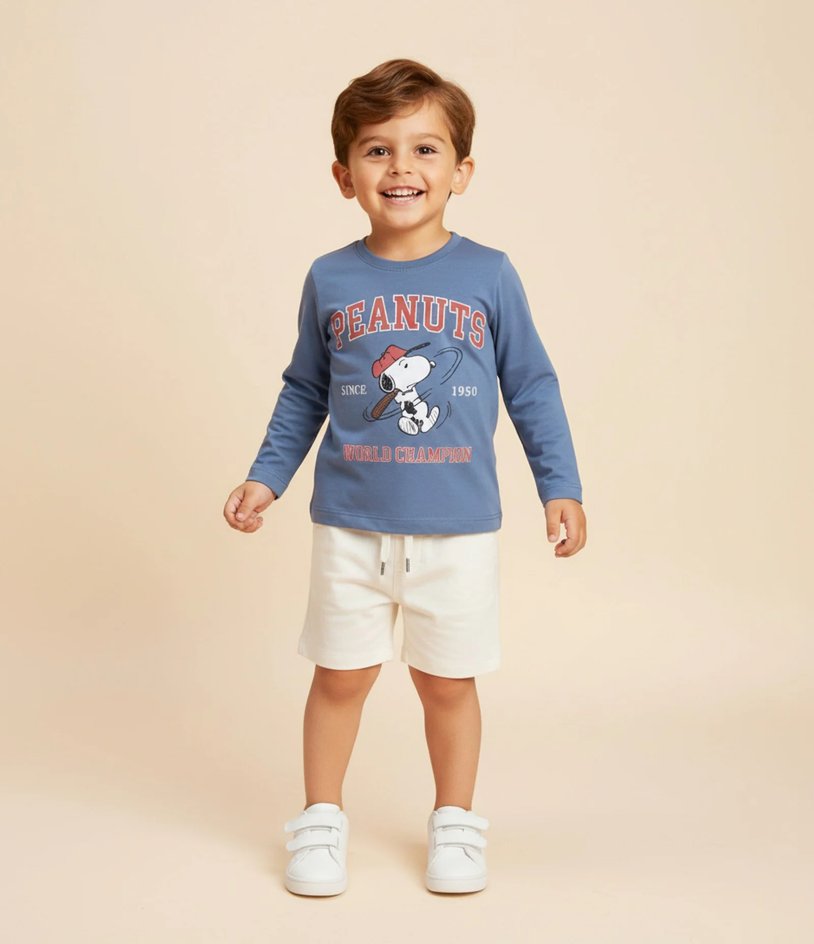 Camiseta Infantil com Estampa Snoopy Baseball – Tam 2 a 6 Anos Azul 1