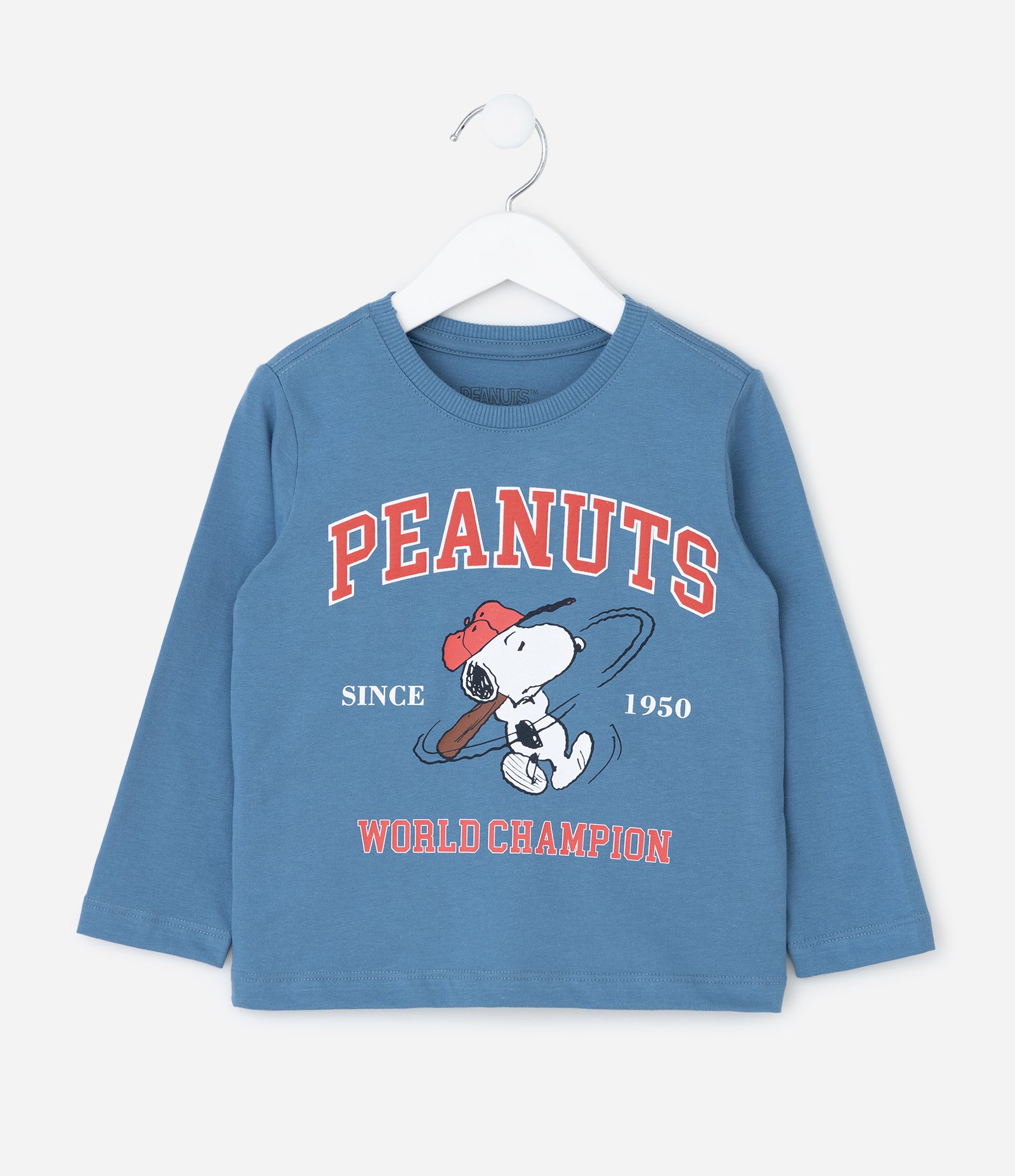 Camiseta Infantil com Estampa Snoopy Baseball – Tam 2 a 6 Anos Azul 2