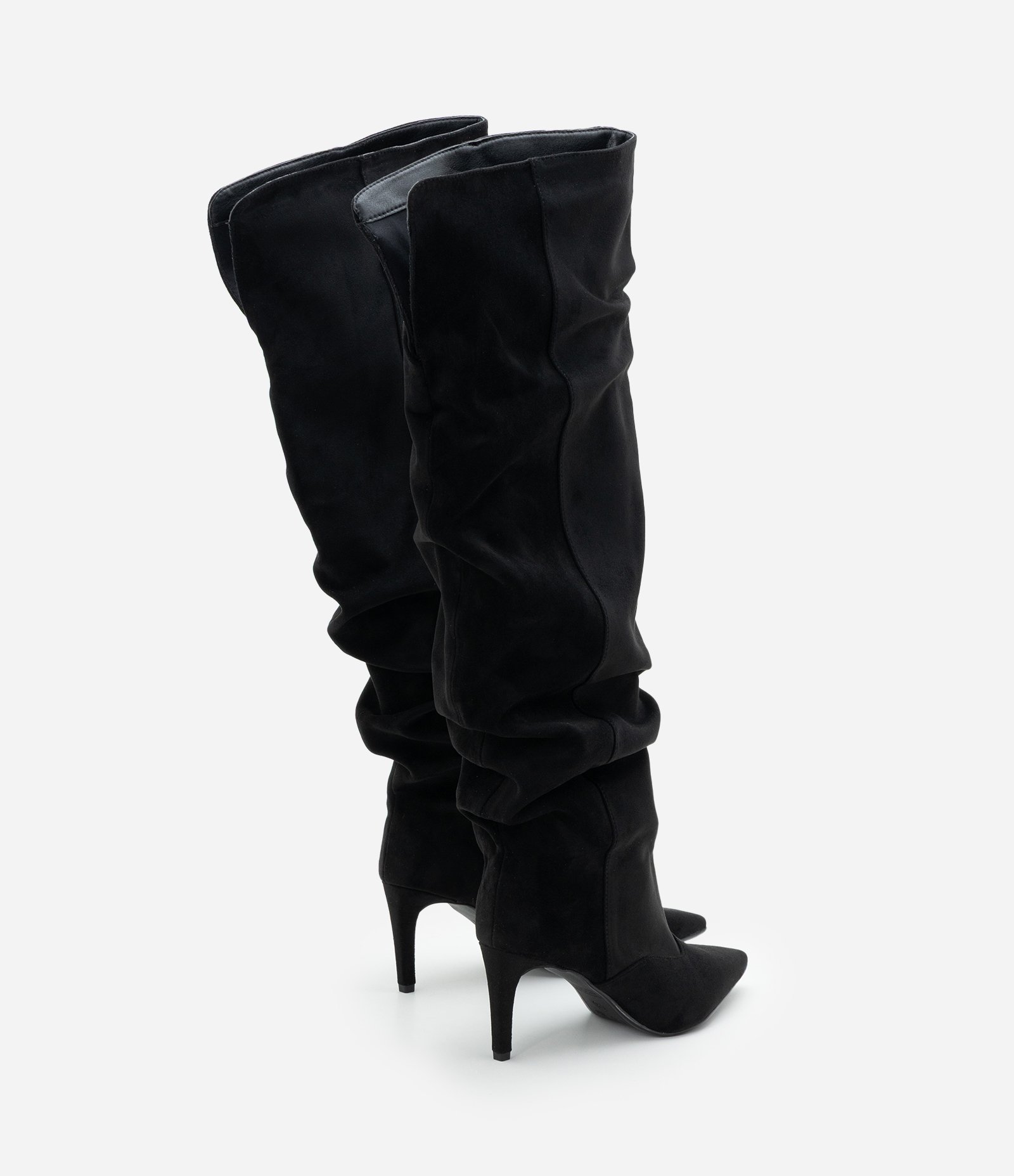 Bota Over The Knee em Suede com Caimento Franzido Preto 5