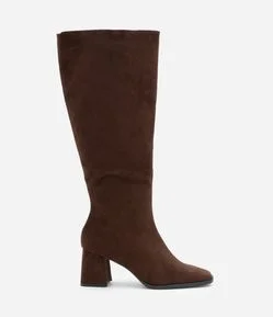 Bota Cano Longo em Suede com Bico Quadrado