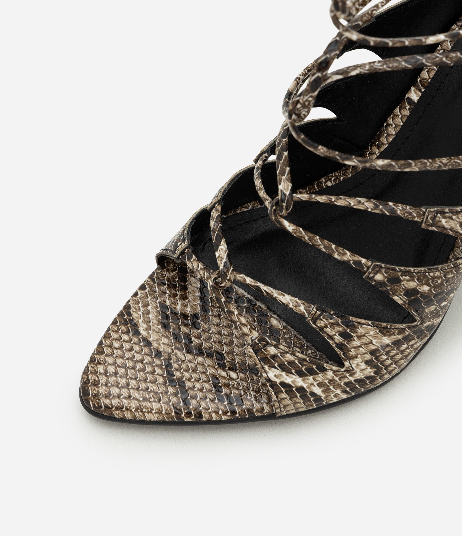 Sandália em PU com Tiras Entrelaçadas e Estampa Animal Print Marrom 5