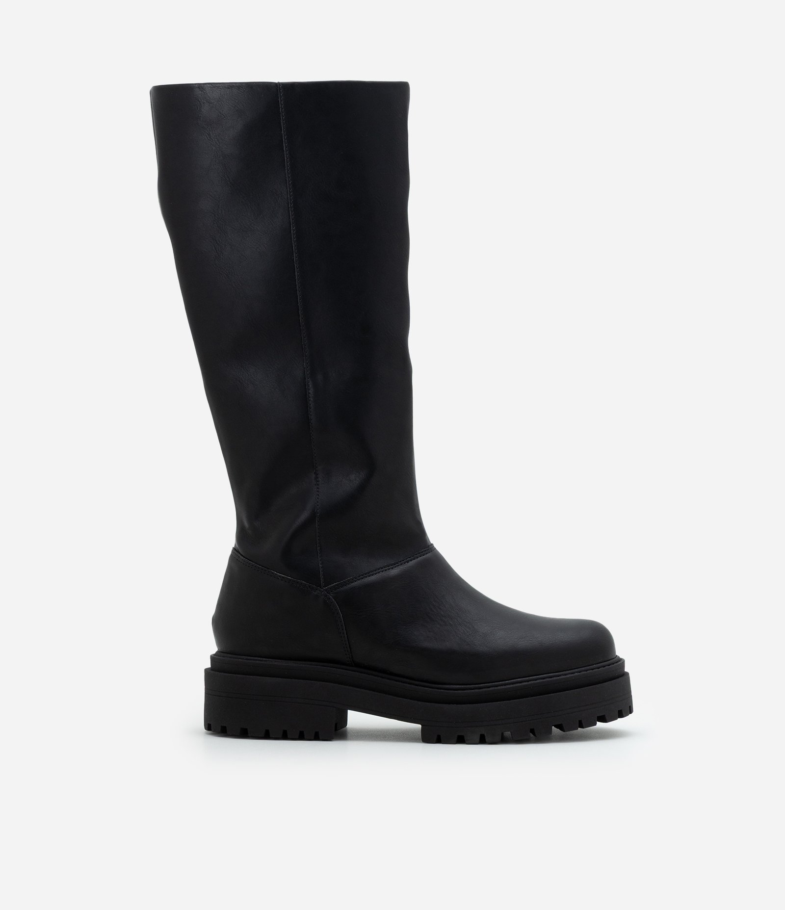 Bota Cano Alto em PU com Sola Tratorada Preto 1