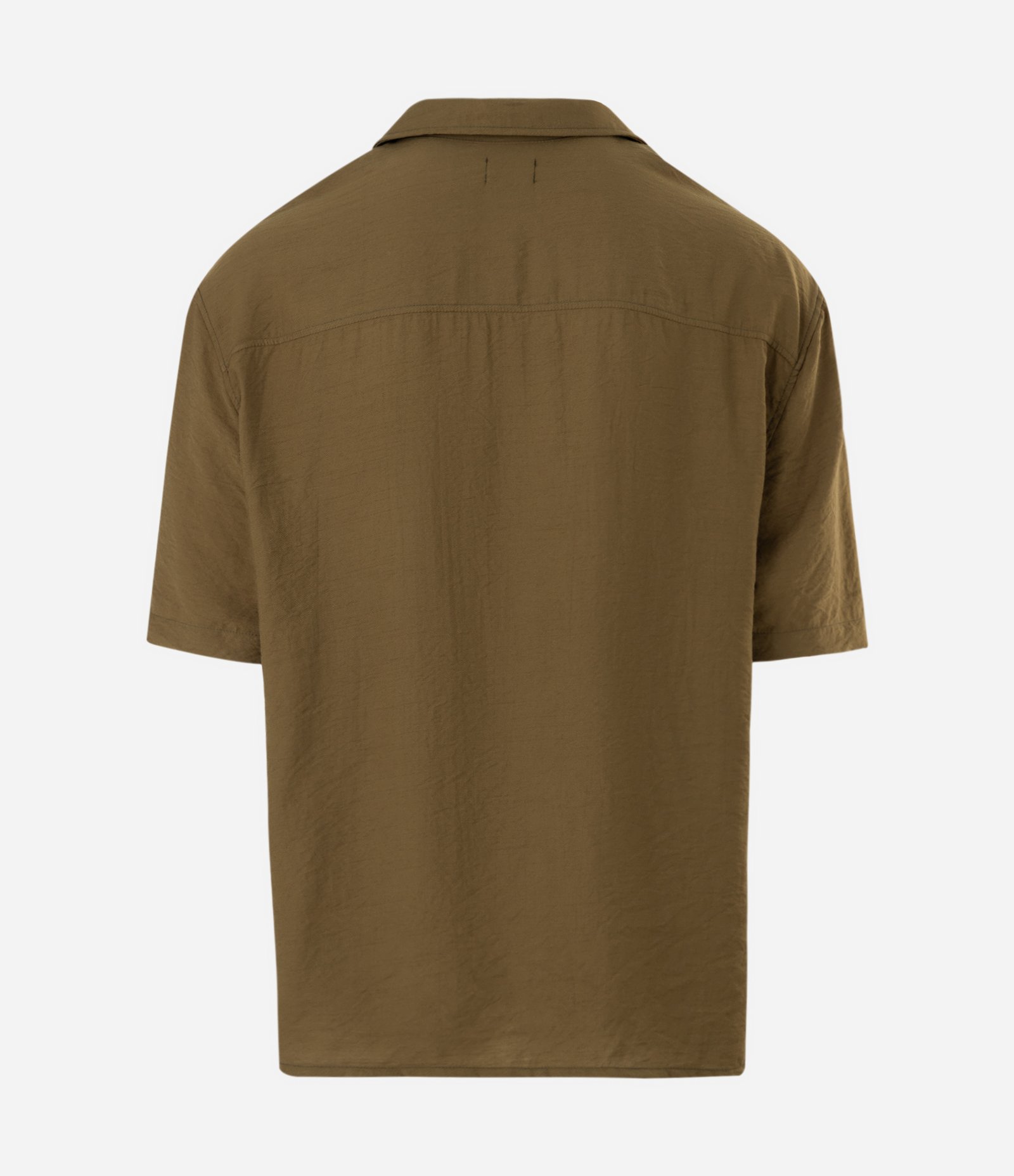 Camisa Boxy em Viscose Texturizado e Gola Bowling Verde 2