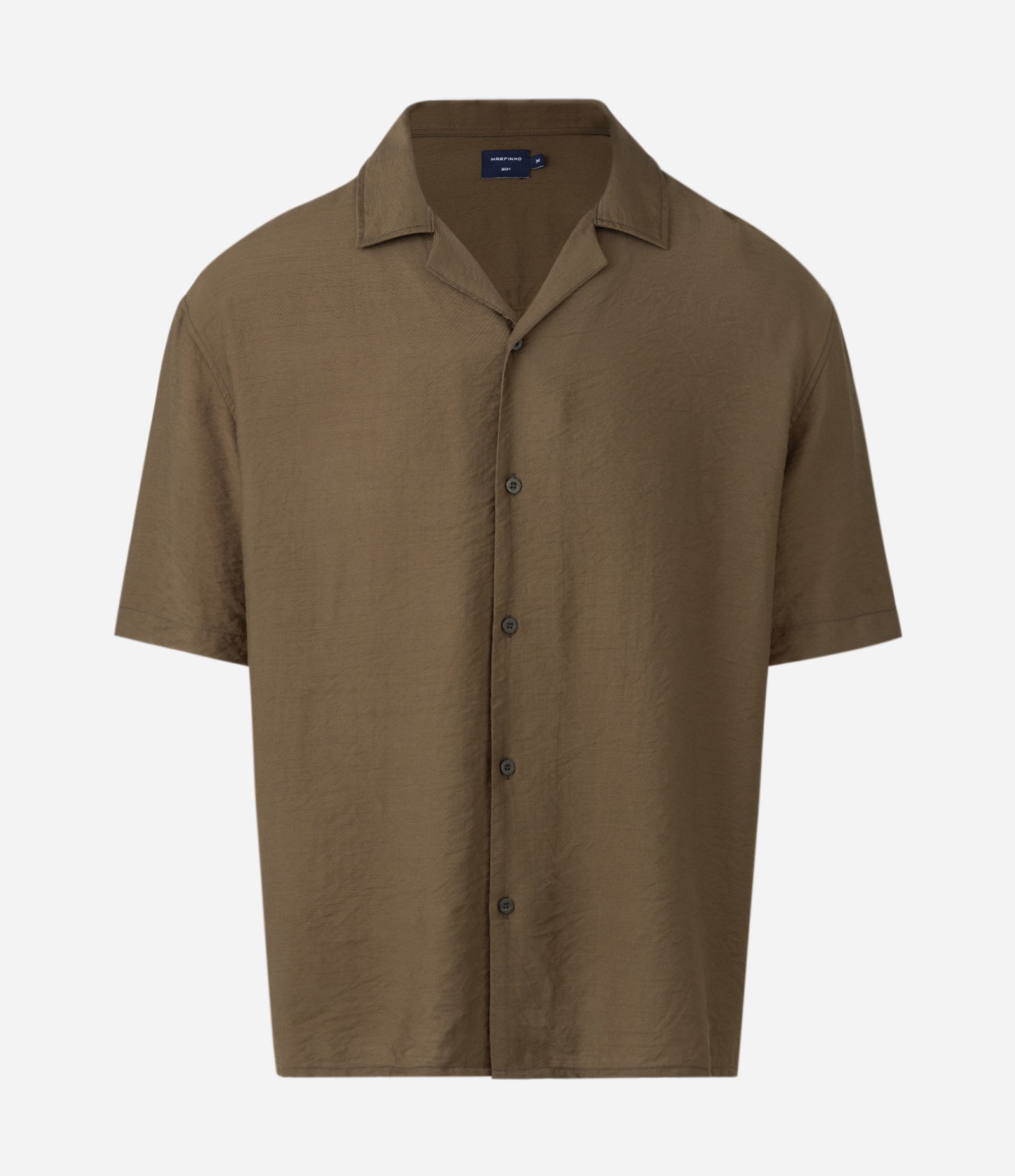 Camisa Boxy em Viscose Texturizado e Gola Bowling Verde 1