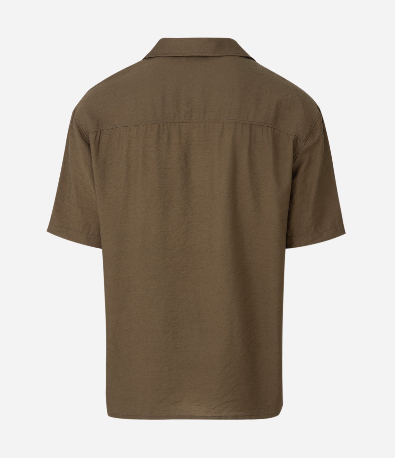 Camisa Boxy em Viscose Texturizado e Gola Bowling Verde 2