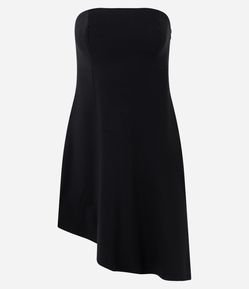 Vestido Curto Sem Mangas em Viscose com Barra Assimétrica