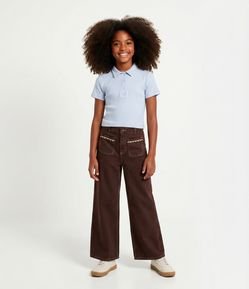 Calça Infantil Reta em Sarja com Bolsos – Tam 5 a 16 Anos