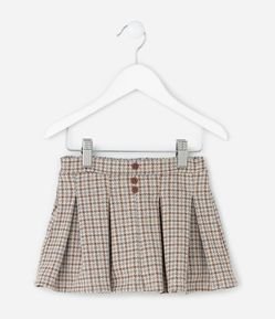 Short Saia Tweed Pied-de-Poule Plissada - Tam 1 a 6 Anos