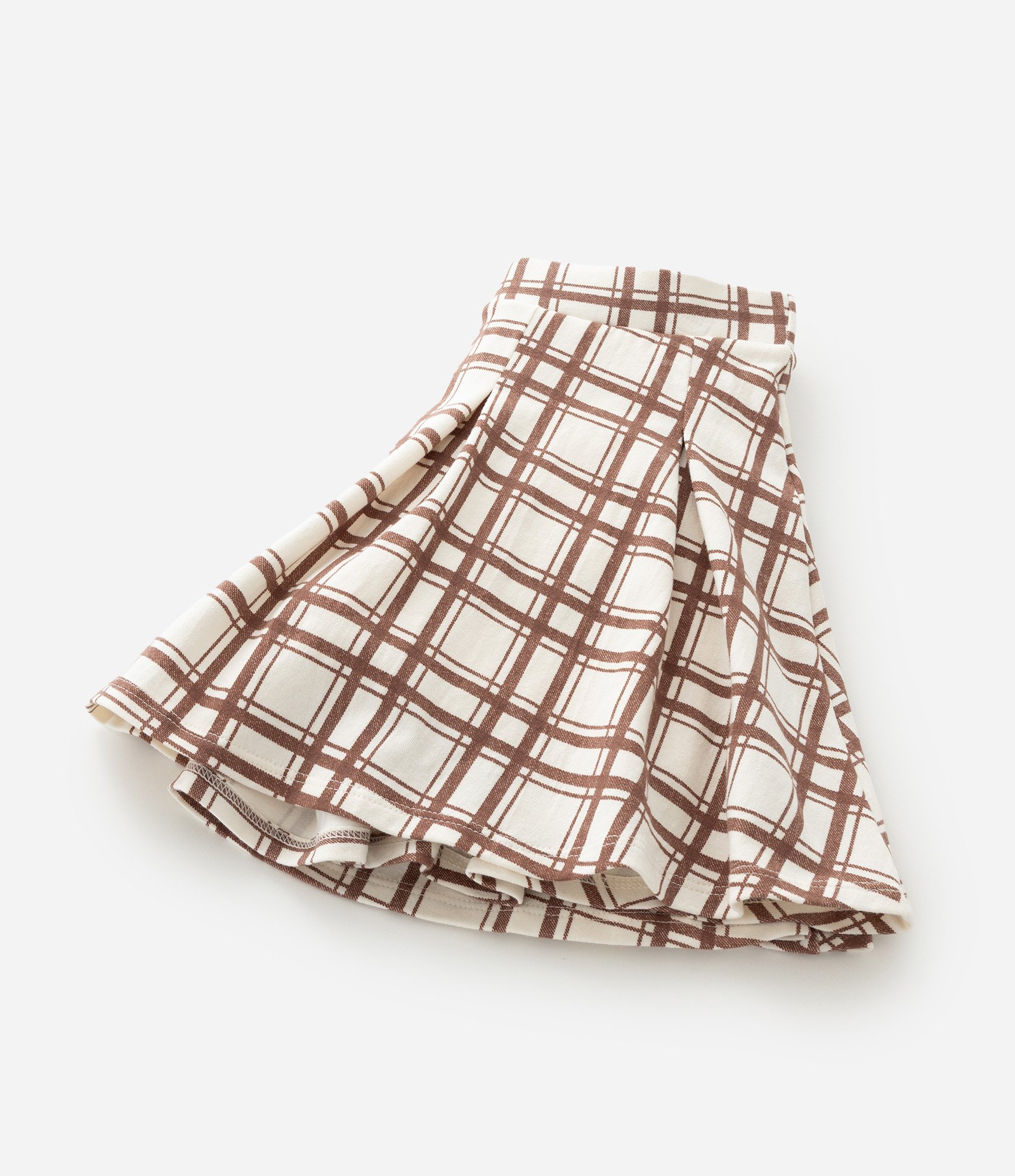 Saia Infantil Xadrez com Pregas e Shorts Interno – Tam 7 a 16 Anos Bege 4