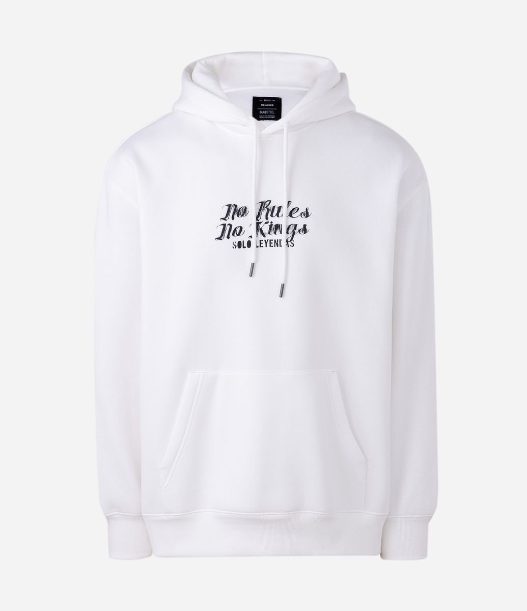Moletom com Lettering No Mercy com Capuz Branco