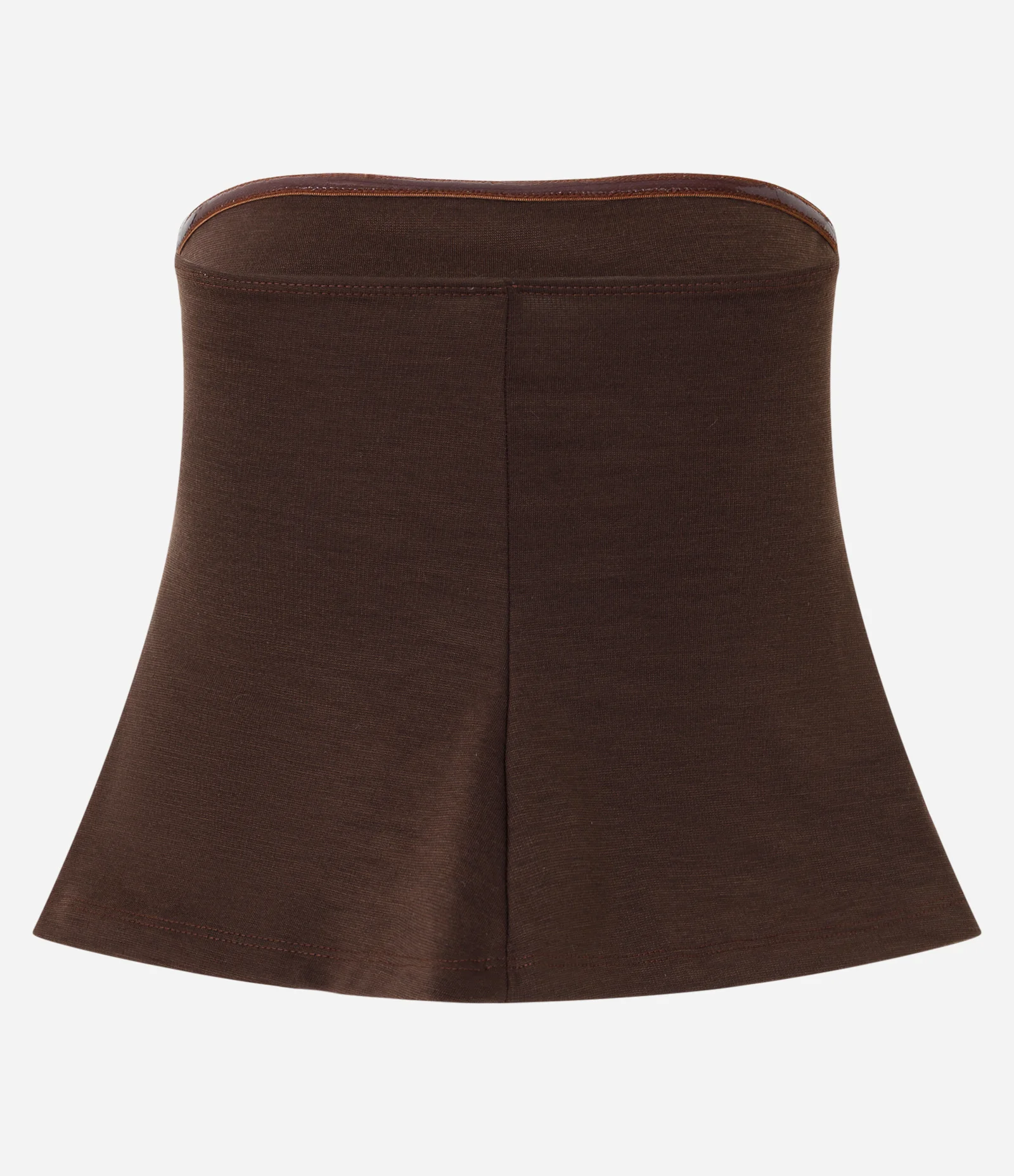 Blusa Tomara que Caia Peplum em Crepe Marrom 2