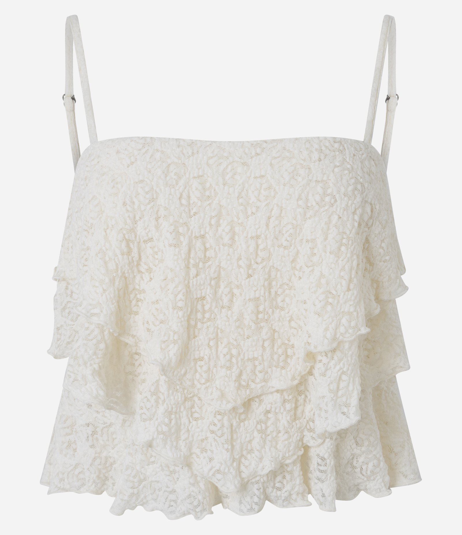 Blusa com Alcinha em Renda com Babados Branco 5