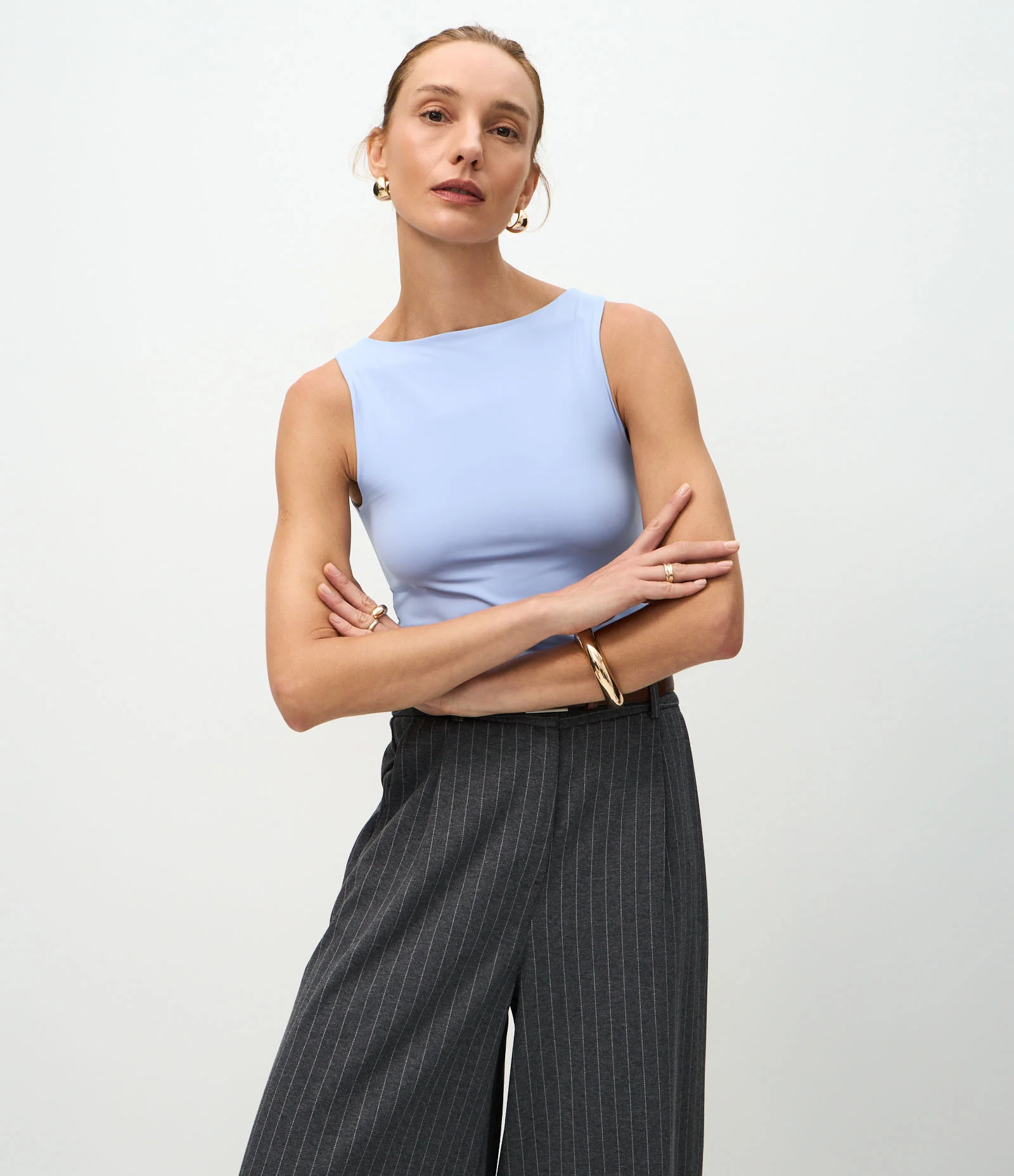 Blusa Regata com Gola Halter em Poliamida Azul 1