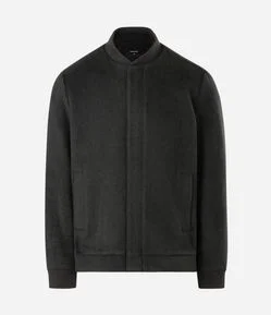 Jaqueta Bomber em Polyvelour com Zíper