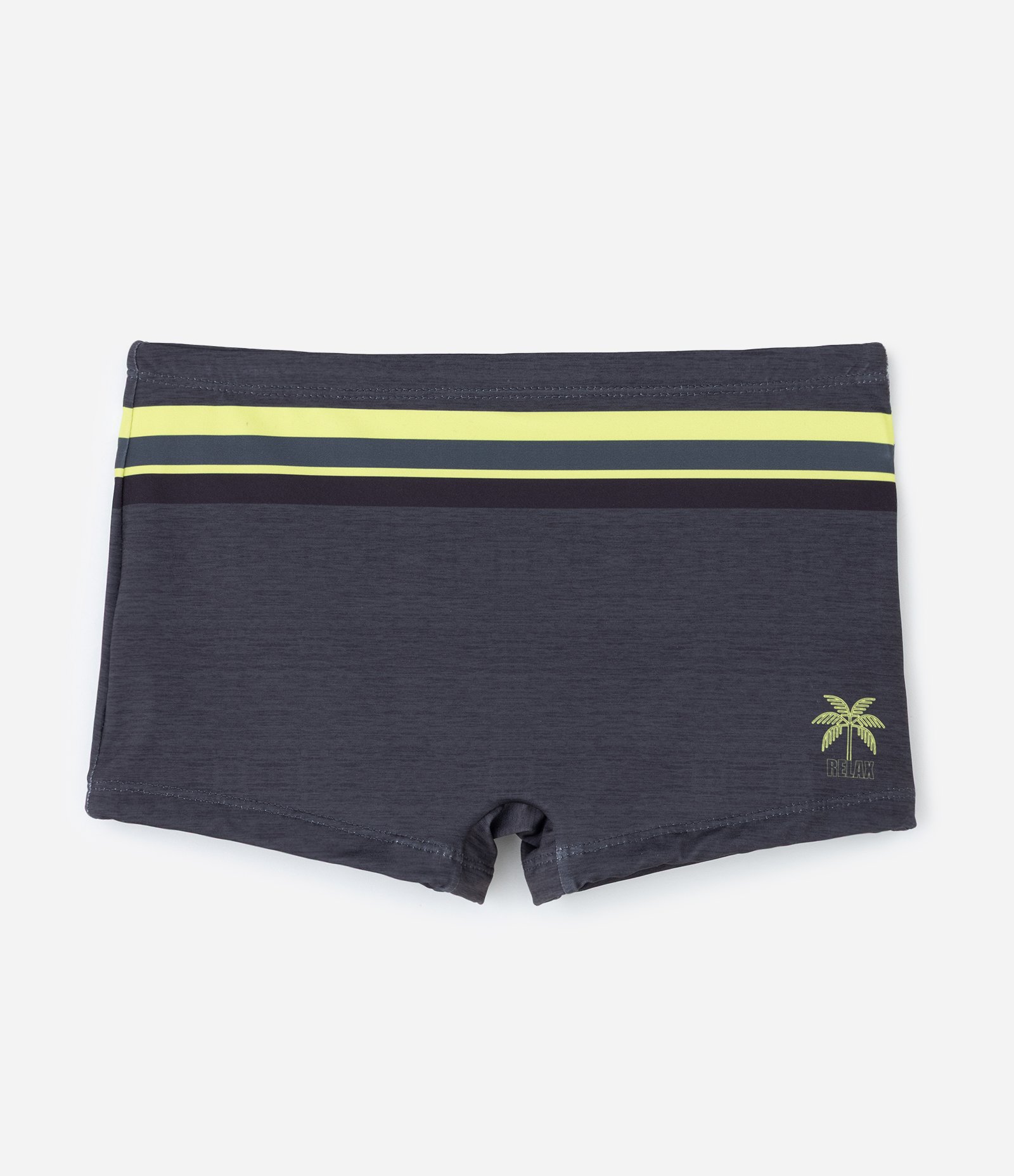 Sunga Infantil com Listras Neon e Coqueiro – Tam 5 a 14 Preto 1