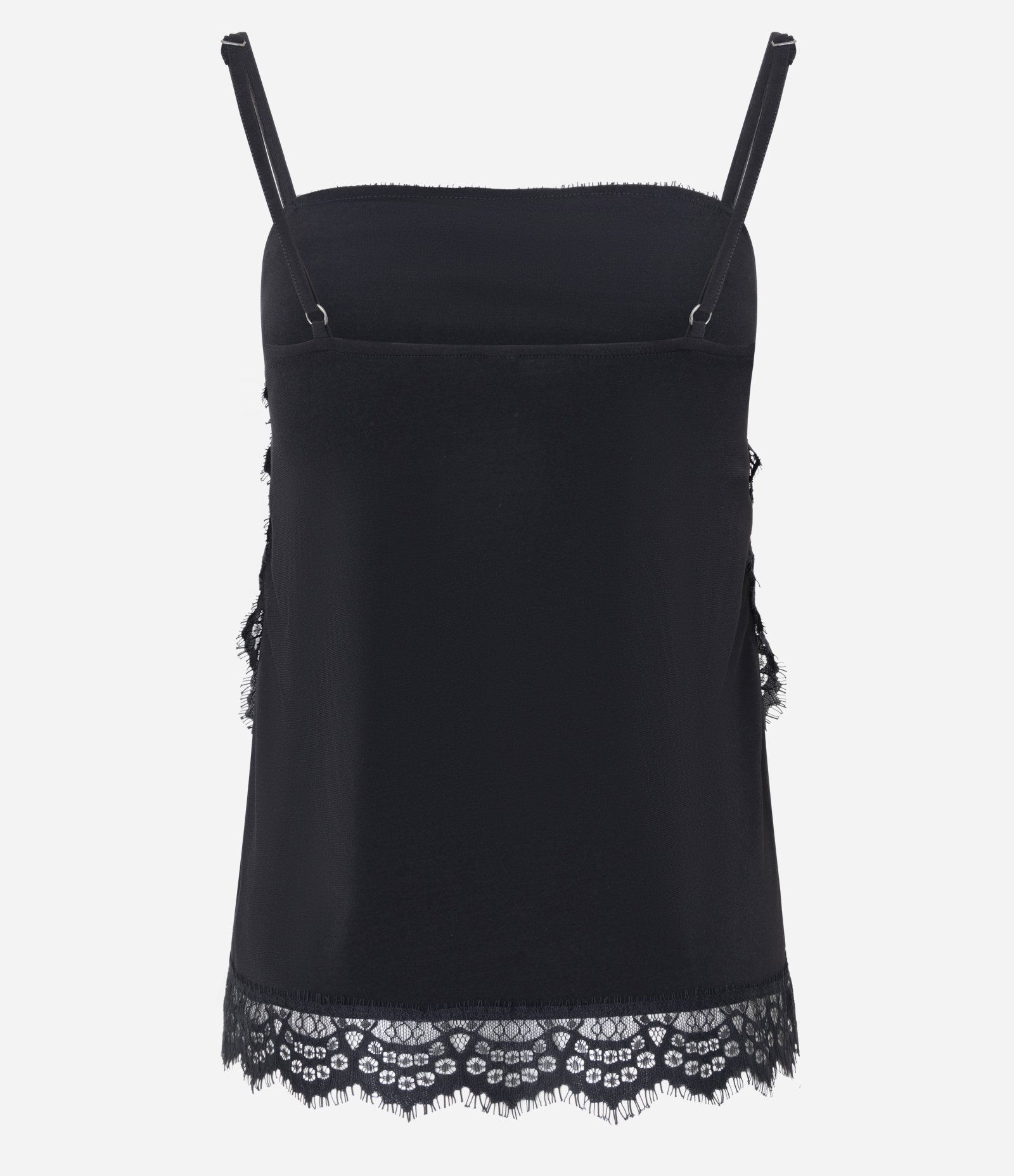Blusa em Crepe com Renda Lateral e Alça Fina Preto 3