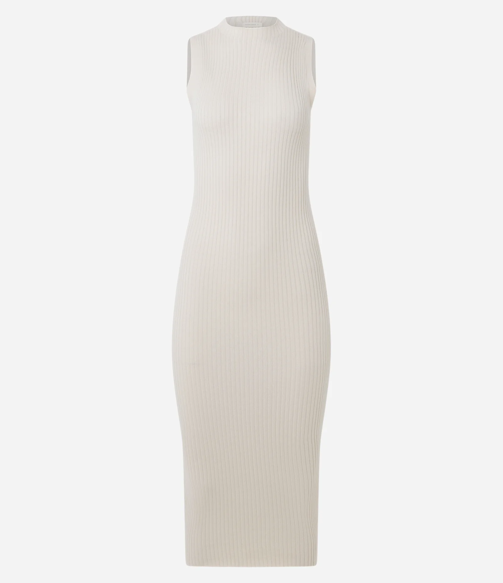 Vestido Midi em Tricô Canelado Sem Mangas Bege 1