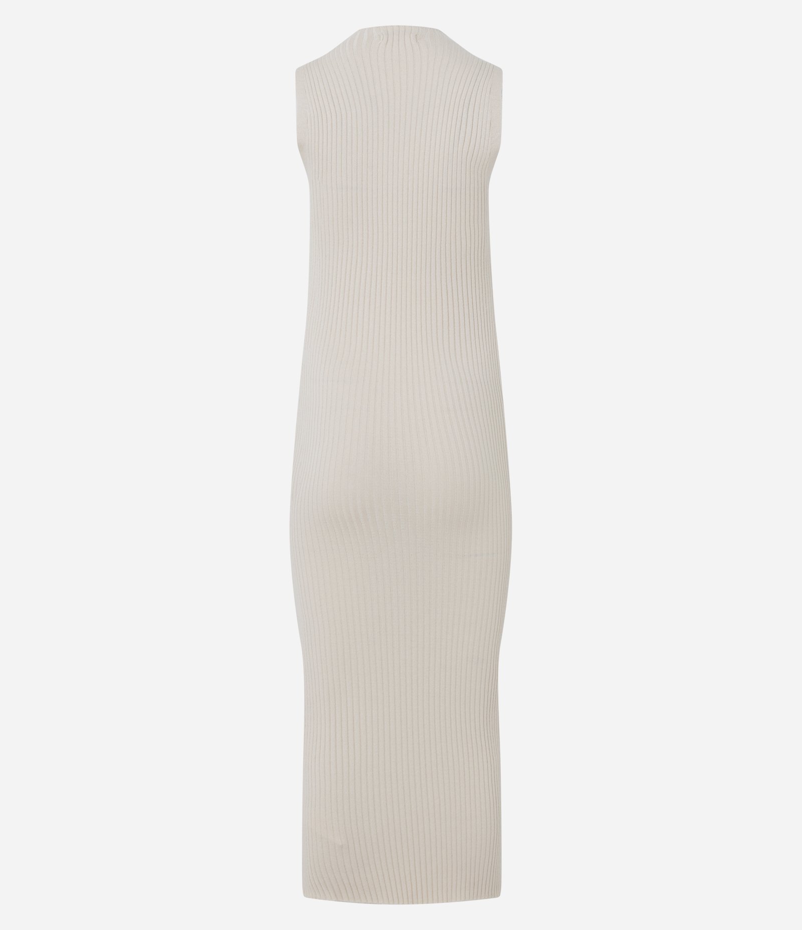 Vestido Midi em Tricô Canelado Sem Mangas Bege 3