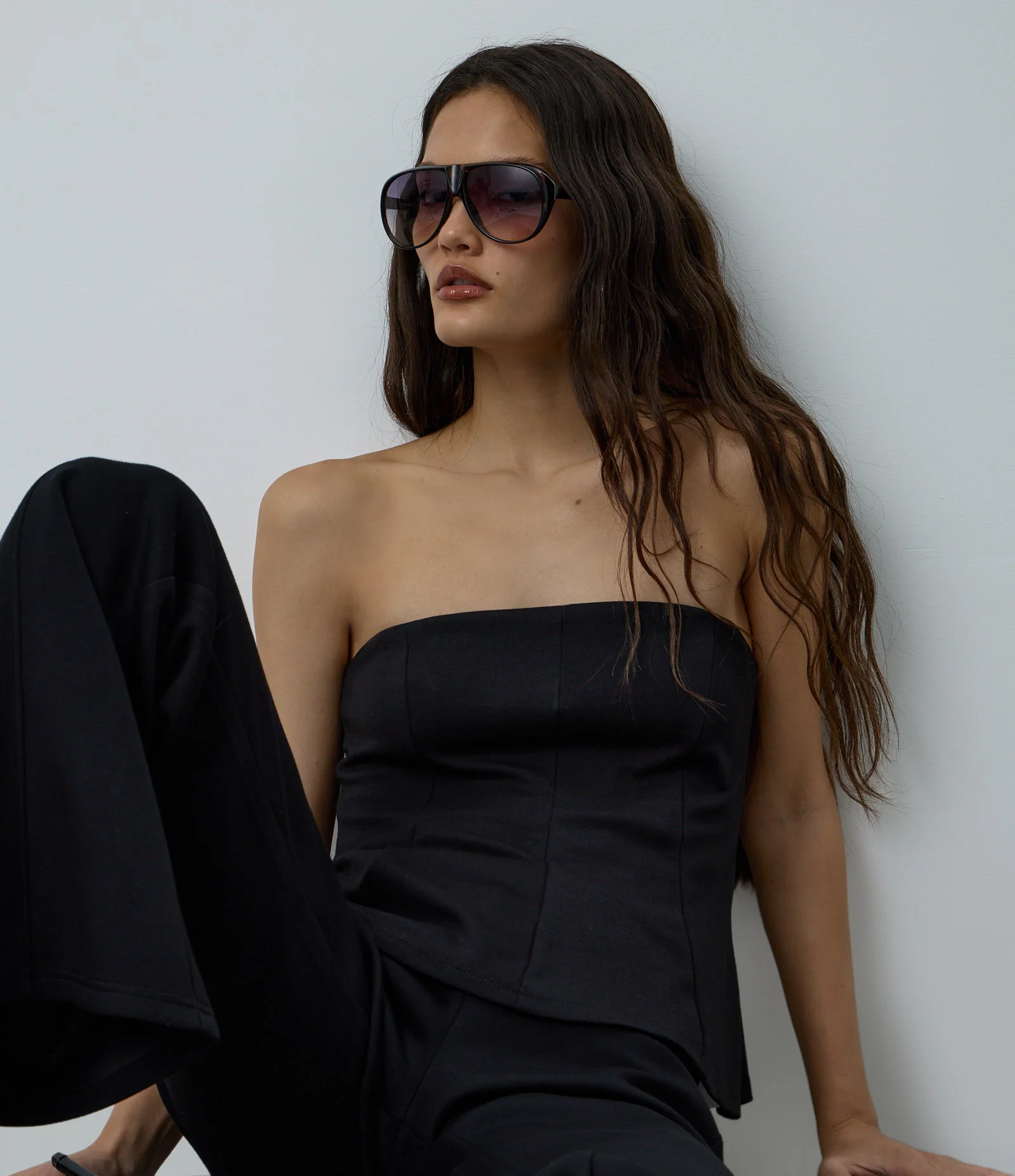 Blusa Tomara que Caia em Ponto Roma com Barra Peplum Preto 1