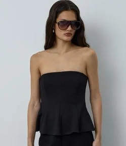 Blusa Tomara que Caia em Ponto Roma com Barra Peplum