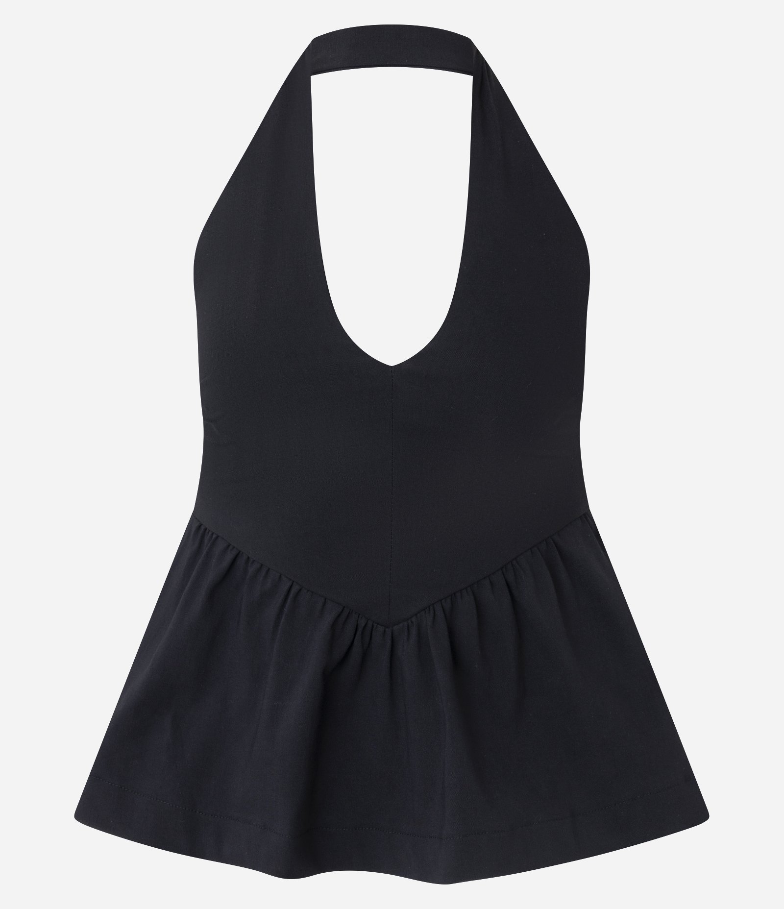 Top Peplum Frente Único Corsetado em Bengaline Preto 5