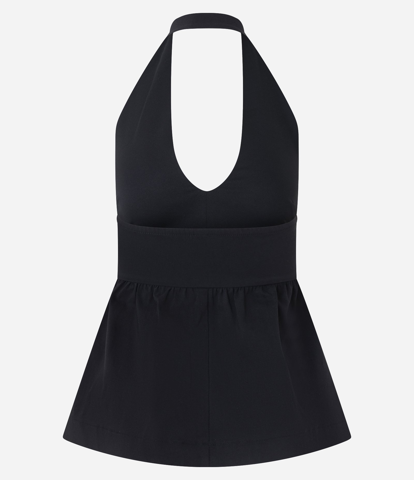 Top Peplum Frente Único Corsetado em Bengaline Preto 6