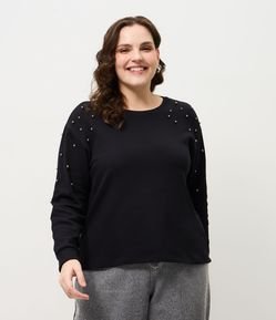 Blusa Manga Longa em Ribana com Miniesferas Curve & Plus Size