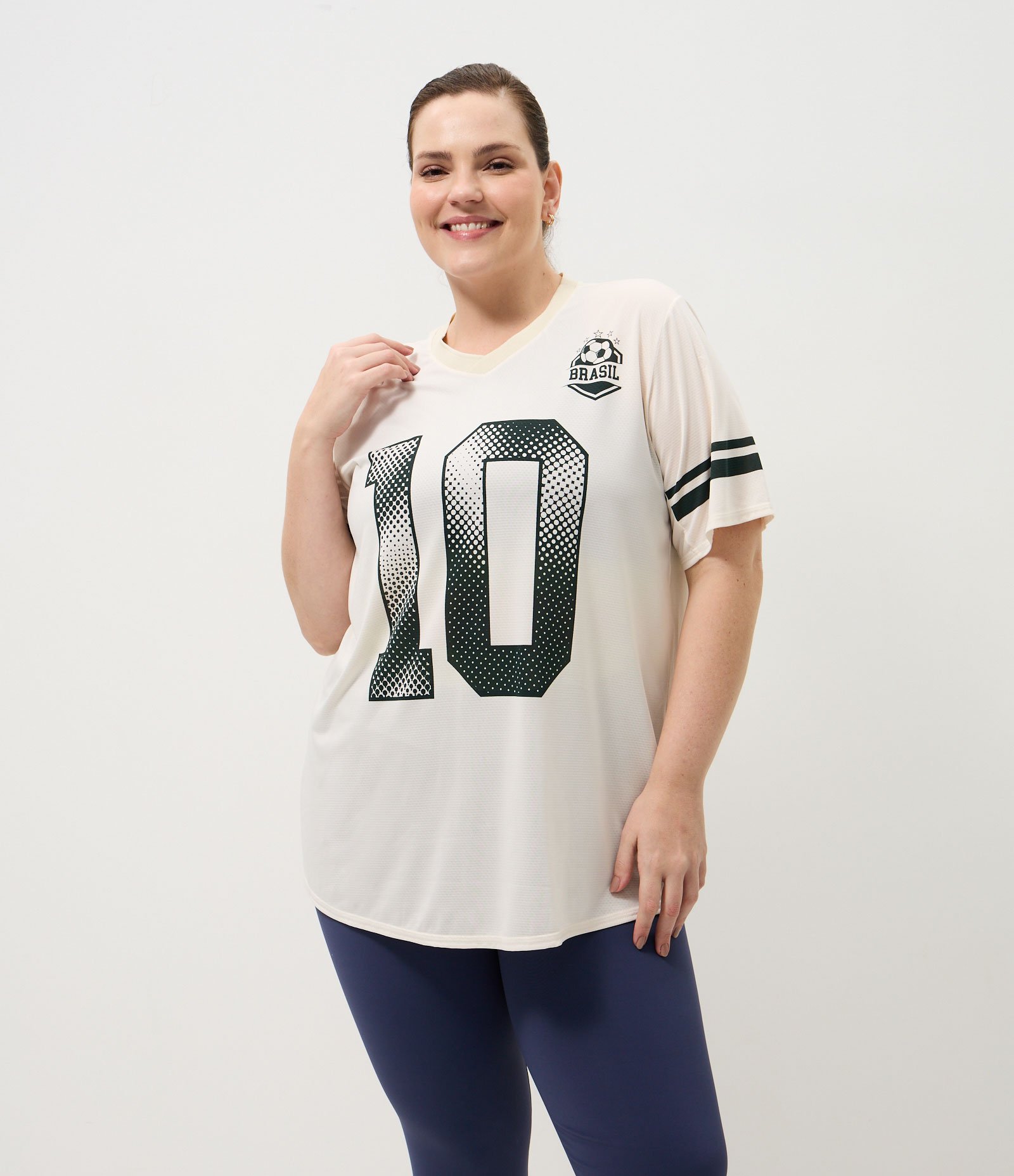 Camiseta Esportiva com Tecnologia Dry Curve & Plus Size Bege 1