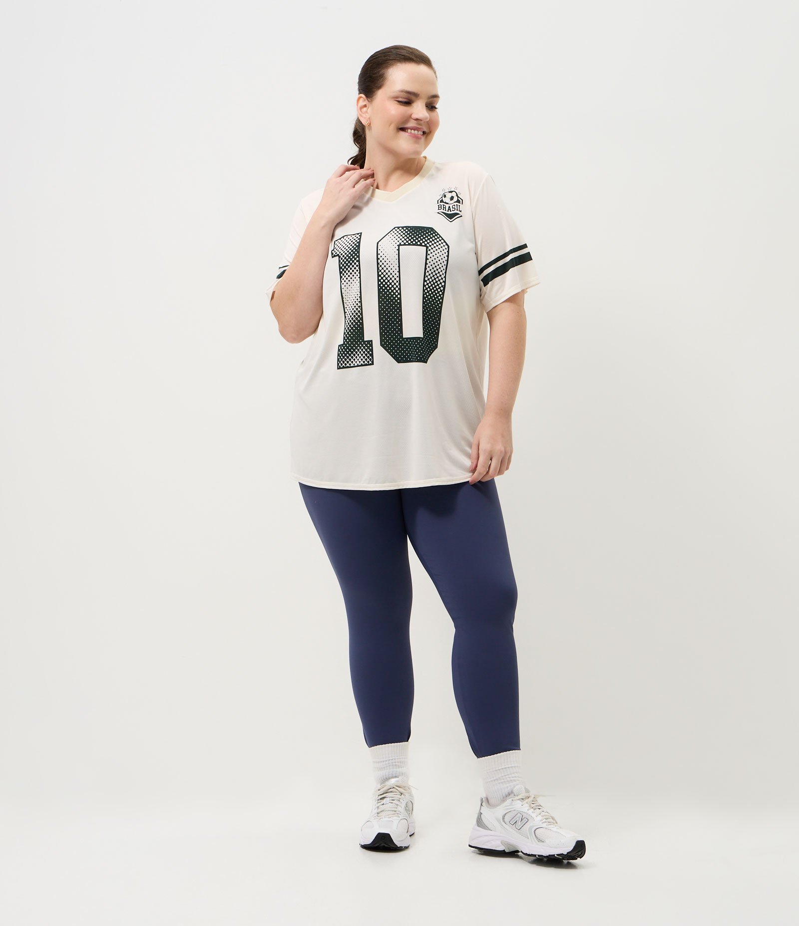 Camiseta Esportiva com Tecnologia Dry Curve & Plus Size Bege 2