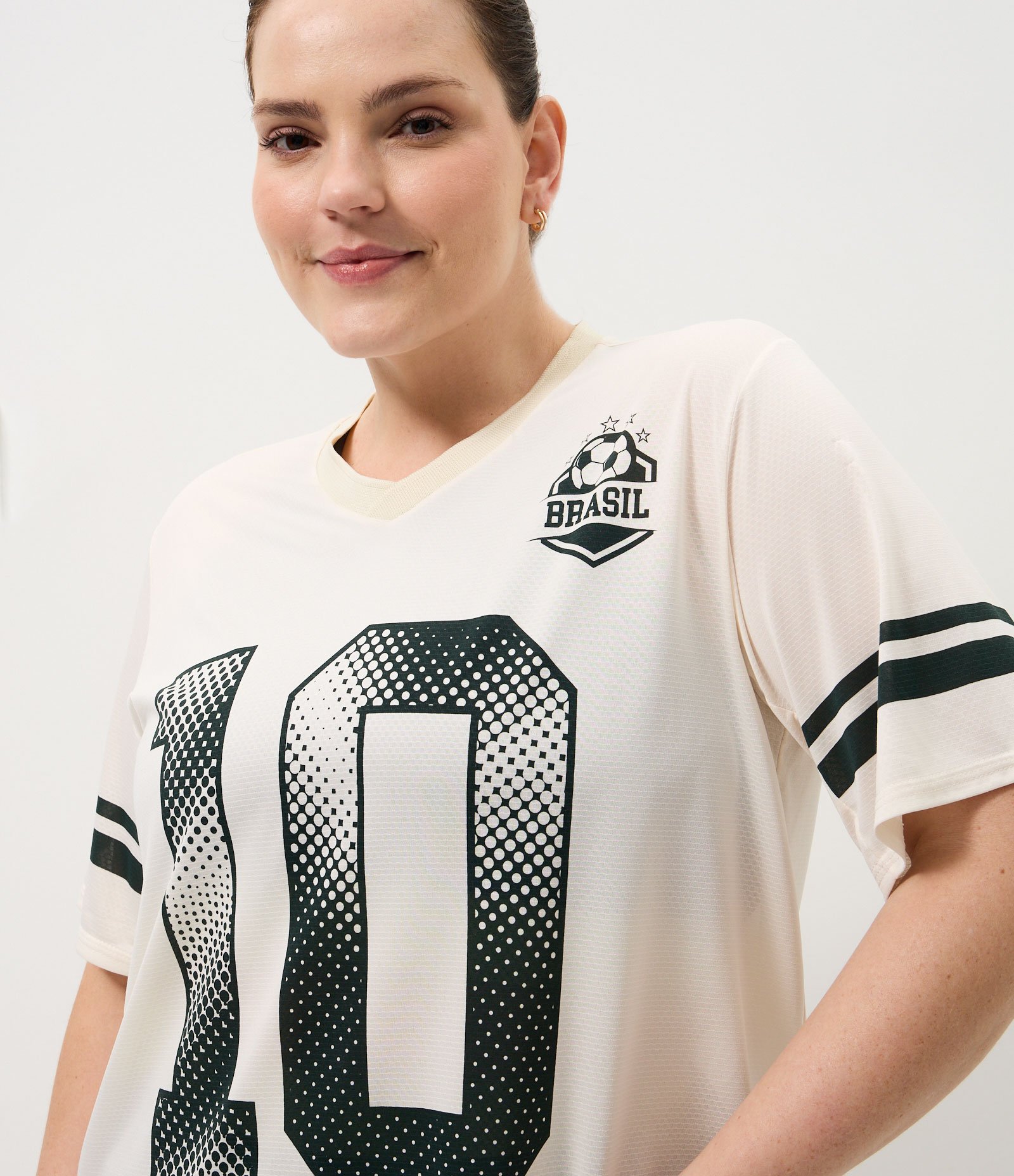 Camiseta Esportiva com Tecnologia Dry Curve & Plus Size Bege 3