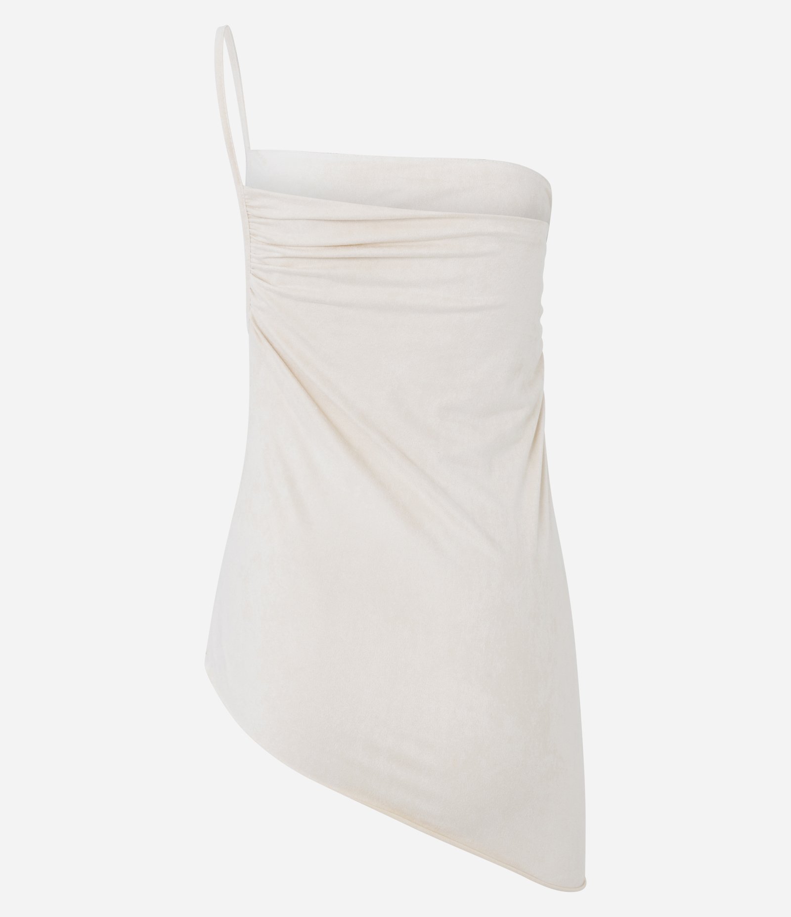 Blusa Ombro Único em Suede com Franzido Lateral Off White 7