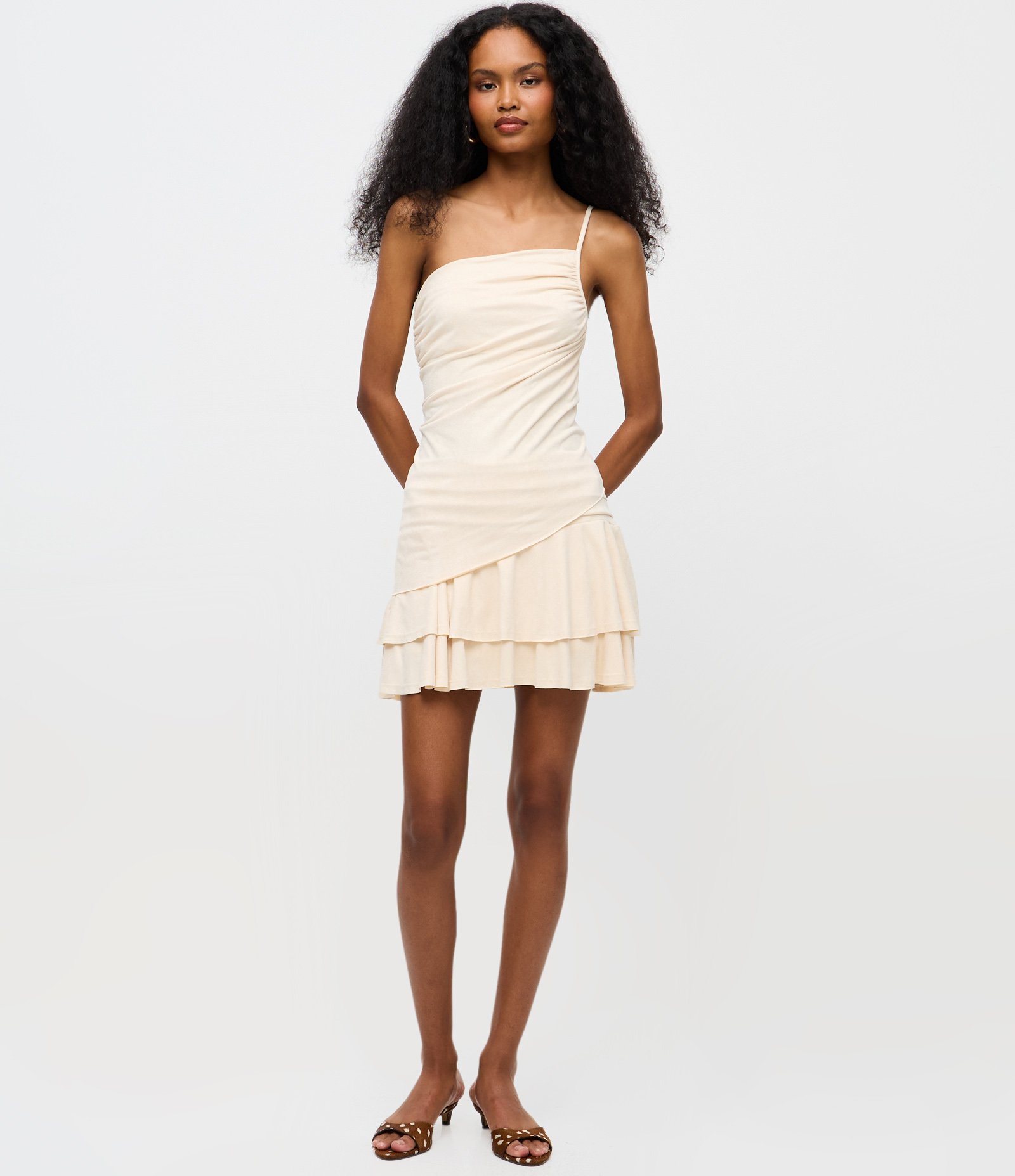 Blusa Ombro Único em Suede com Franzido Lateral Off White 2