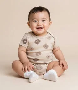 Body Infantil com Estampa Carinhas de Urso – Tam RN a 18 Meses