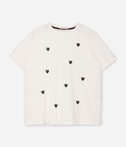 Blusa Manga Curta com Corações em Paetê Curve & Plus Size