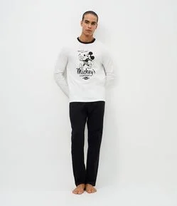 Pijama Longo Mickey Coffee Club em Algodão
