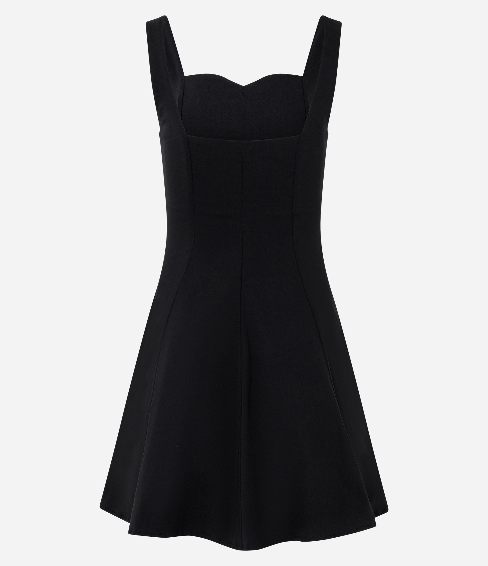 Vestido Curto Sem Manga em Viscolinho com Decote Coração Preto 2