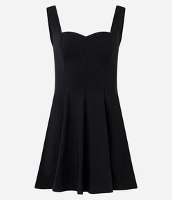 Vestido Curto Sem Manga em Viscolinho com Decote Coração