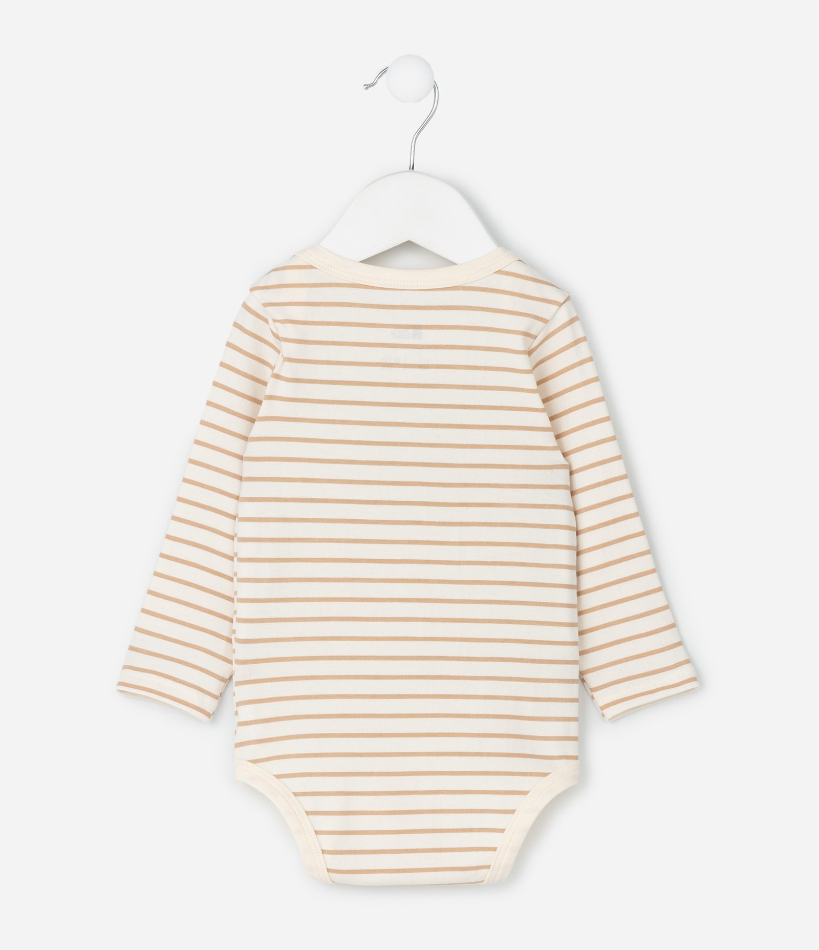 Body Infantil Listrado com Estampa Girafa – Tam 0 a 18 Meses Bege Claro 3